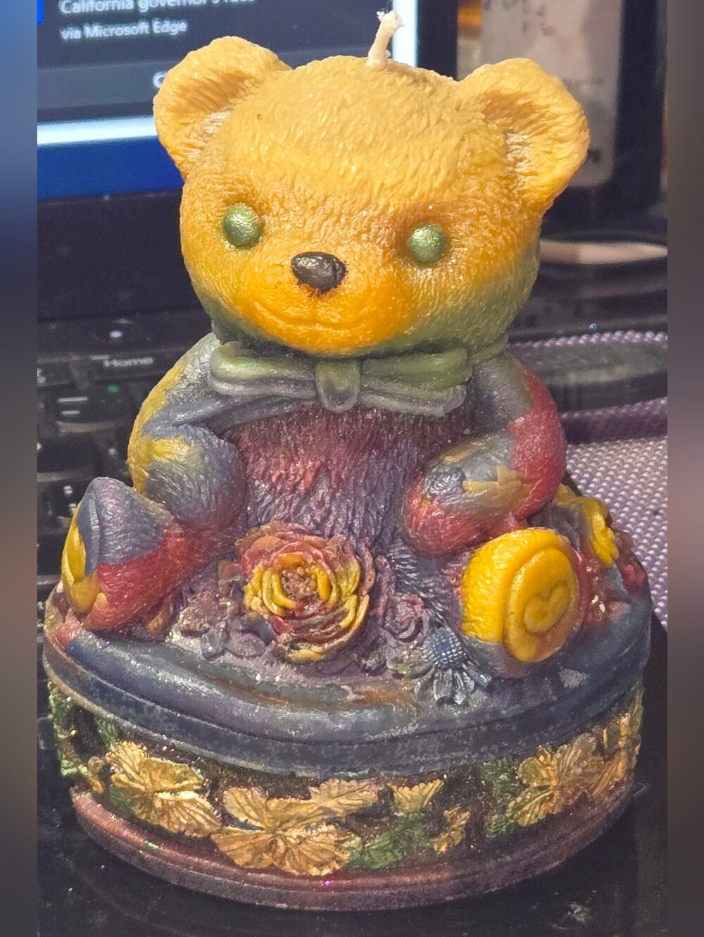 Rainbow Bear Candle